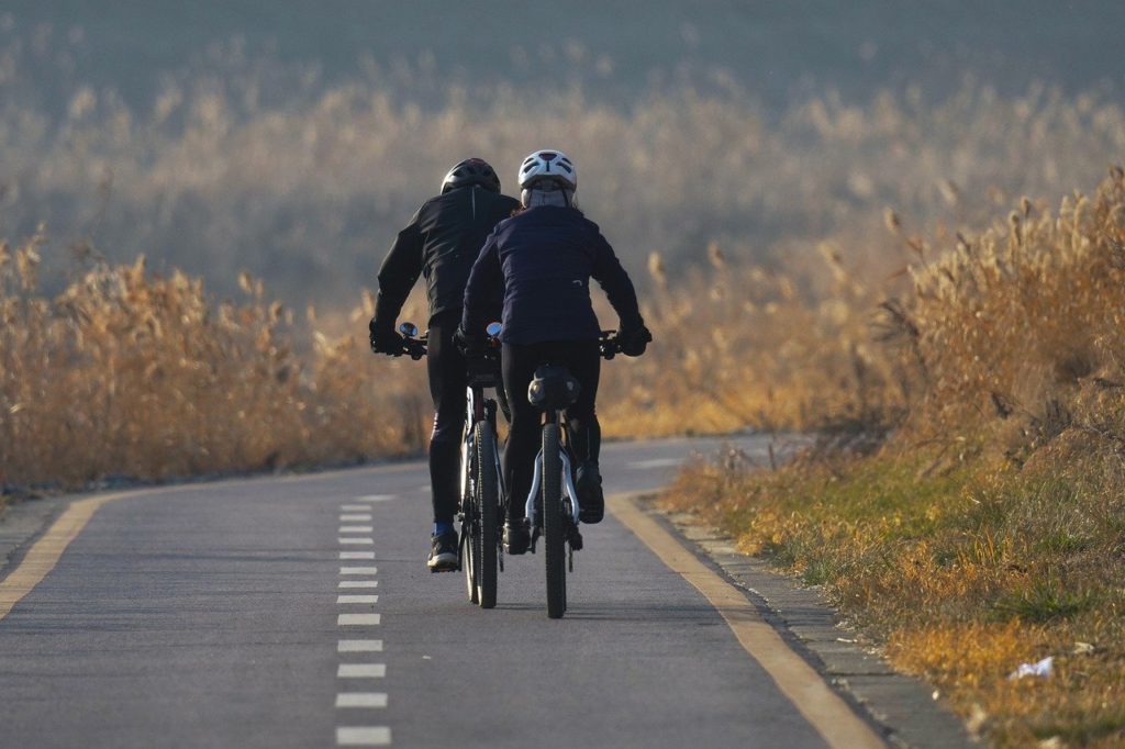 Bikers on trail