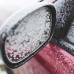 car mirror with snow